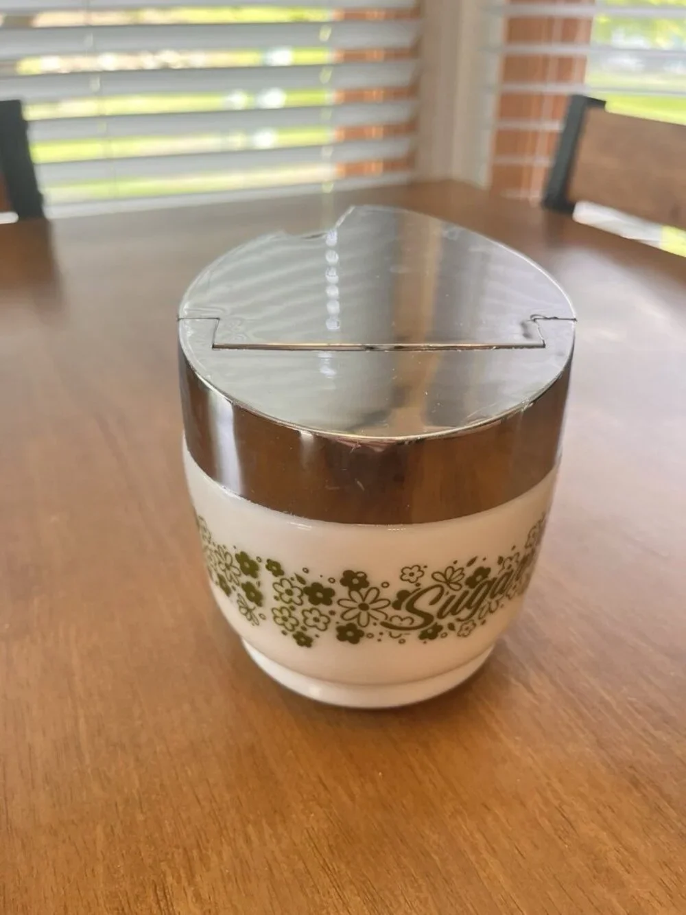 Vintage Gemco Corning Ware Crazy Daisy Spring Blossom Sugar Bowl Dispenser